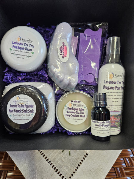 tea tree lavender mint holiday gift set Foot Care Gift Set – Sunshine Herb & Lavender Farm
